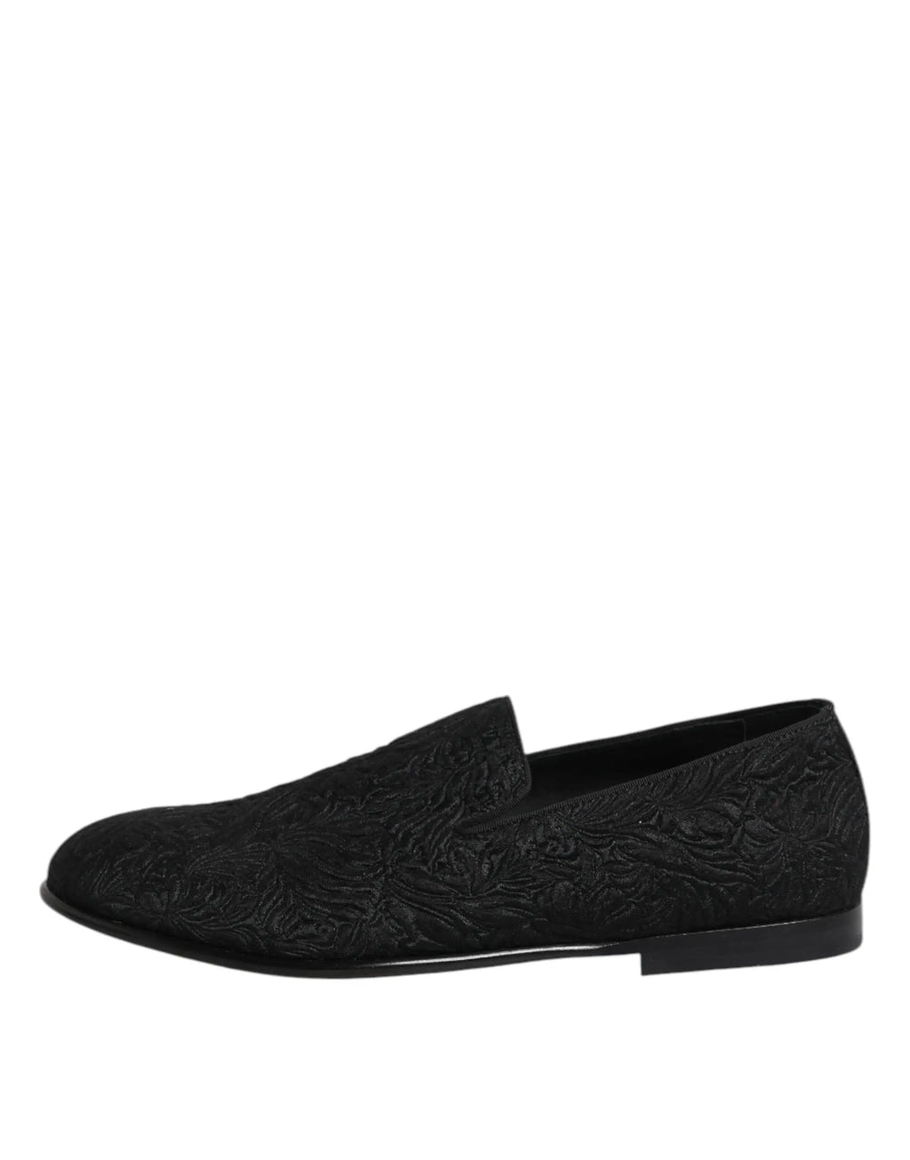 Dolce & gabbana mocassins noirs en jacquard avec broderie florale noire pour chaussures formelles