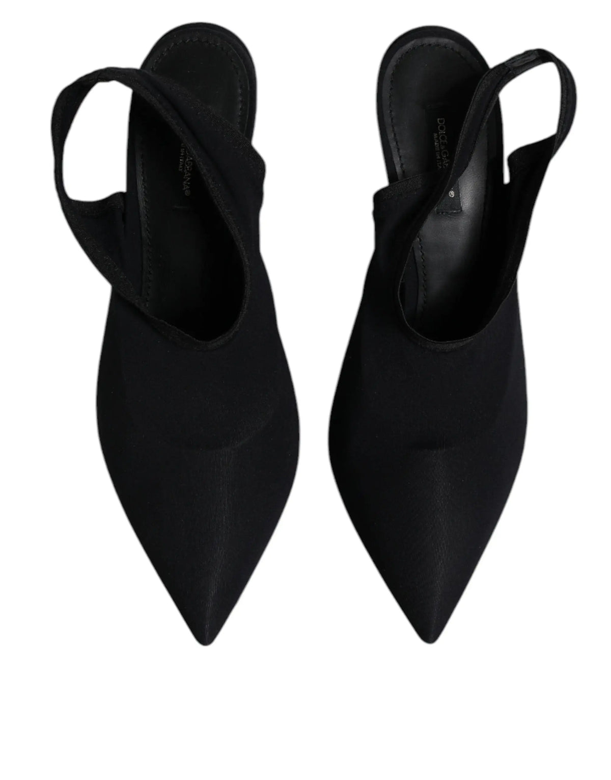 Dolce & Gabbana escarpins slingback en jersey noir extensible avec bout pointu en daim noir