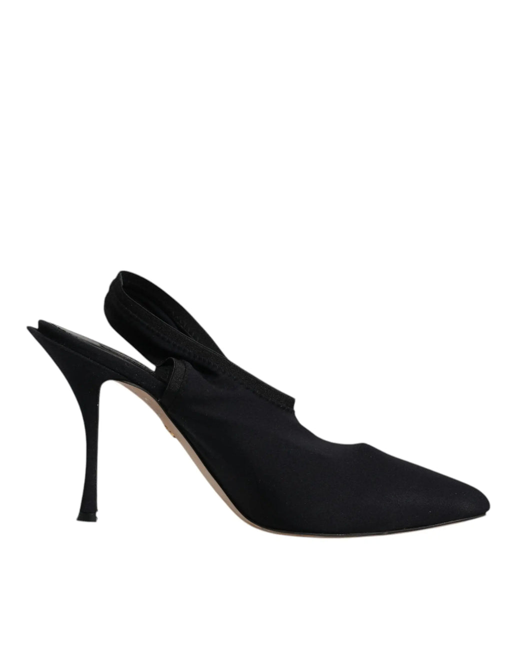 Dolce & gabbana chaussures à talons slingback en jersey noir avec talon aiguille fin en satin noir