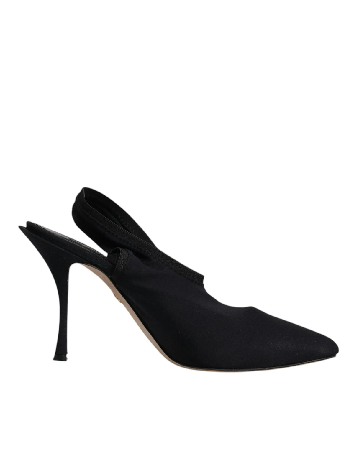 Dolce & gabbana noir satin slingback pump avec talon aiguille fin en jersey stretch