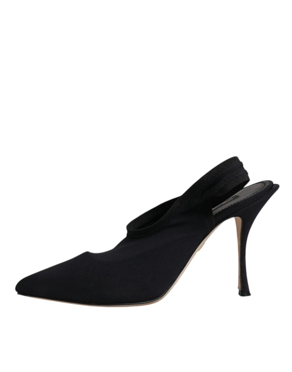 Dolce & gabbana escarpins slingback en satin noir avec talon aiguille fin en jersey stretch