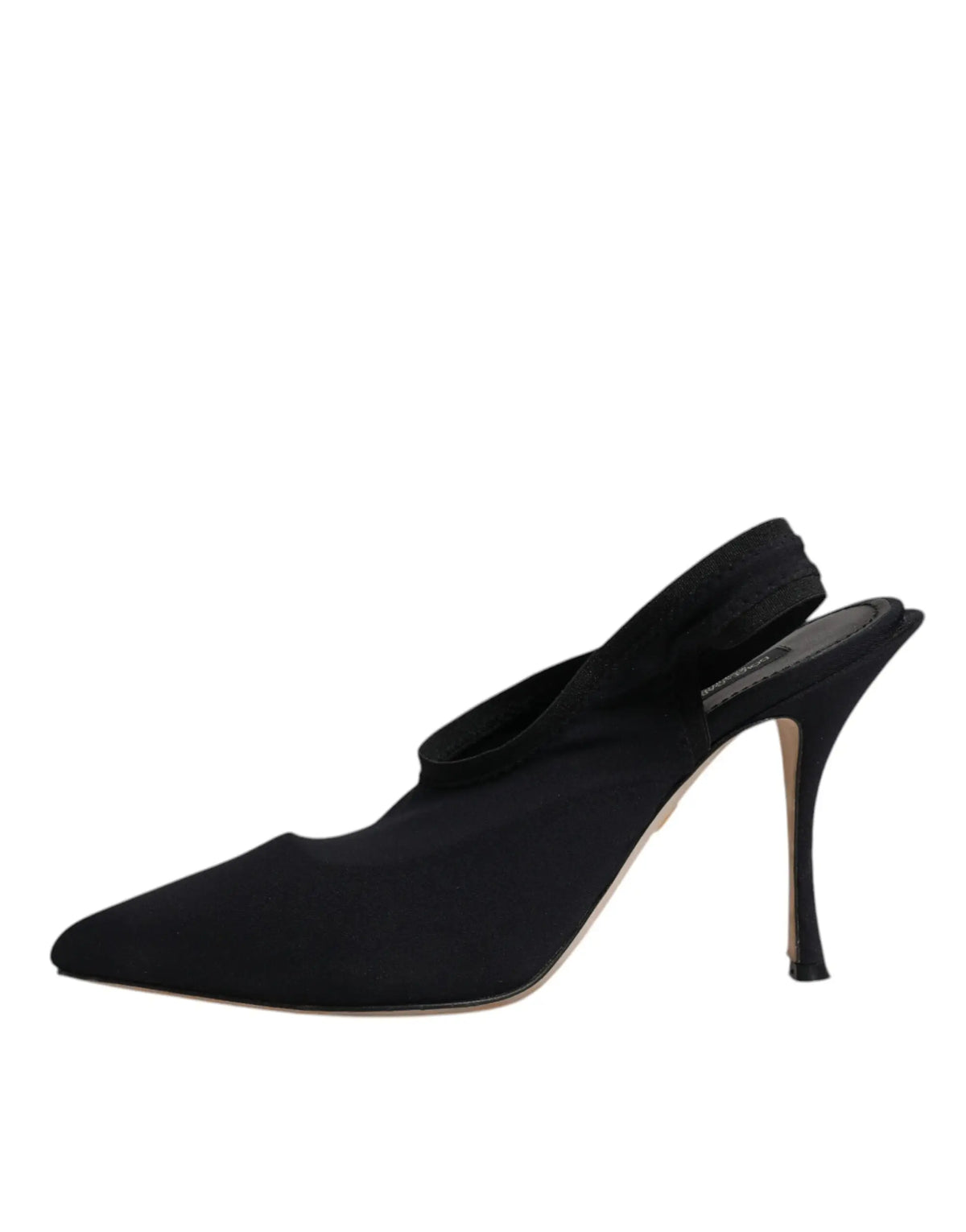 Dolce & gabbana escarpins slingback en satin noir avec talon aiguille fin en jersey stretch