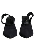 Dolce & gabbana black jersey stretch slingback heels en satin noir avec bout pointu et talon bas