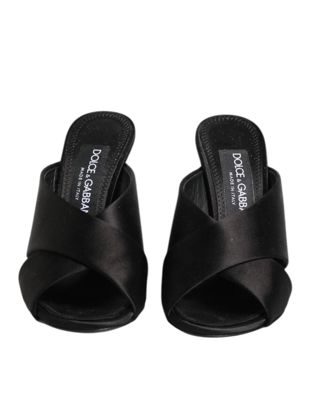 Mules à talons hauts dolce & gabbana keira en satin noir à brides croisées