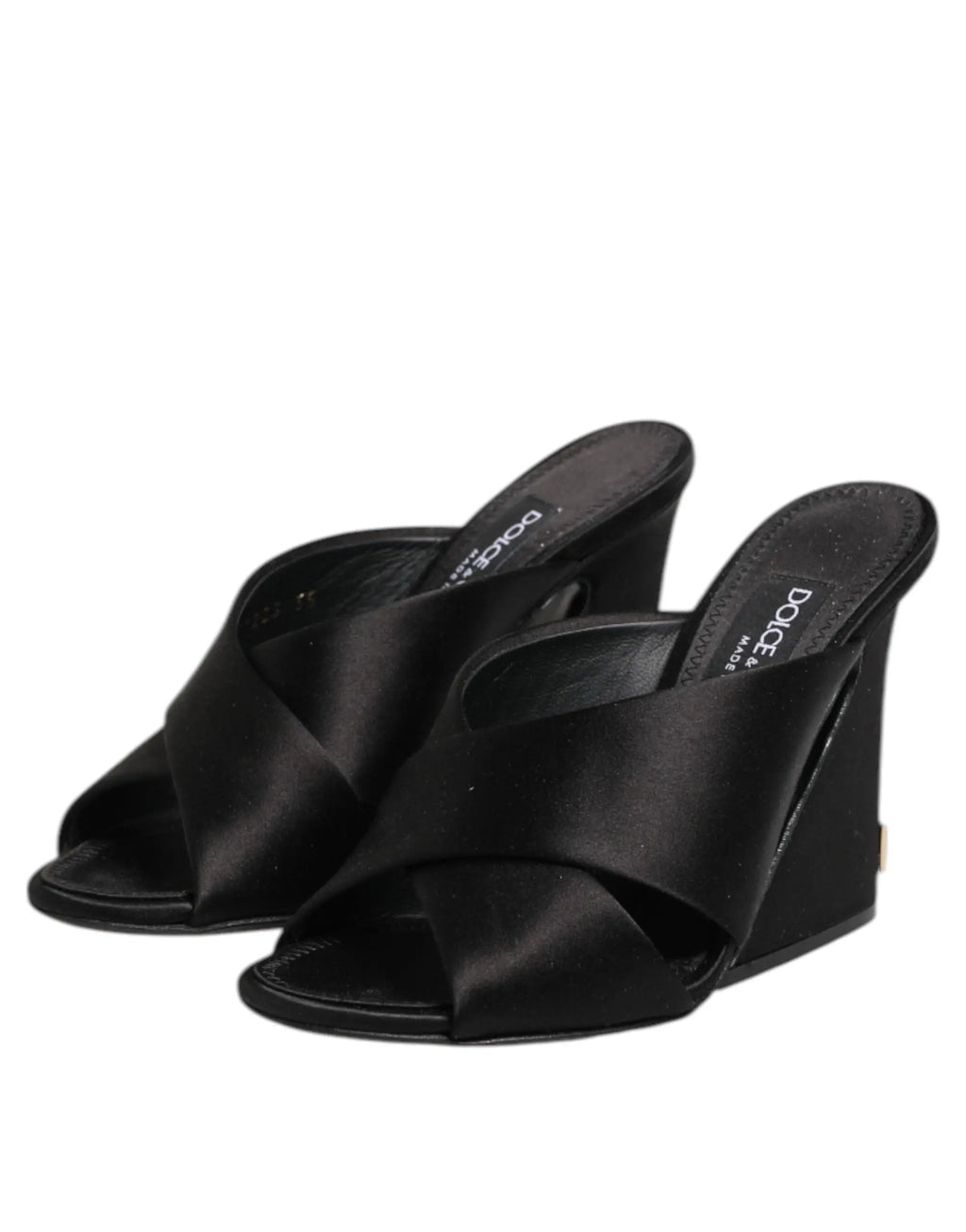 Dolce & gabbana sandales à talons hauts keira baroque en satin noir avec lanières croisées et semelle intérieure brandée