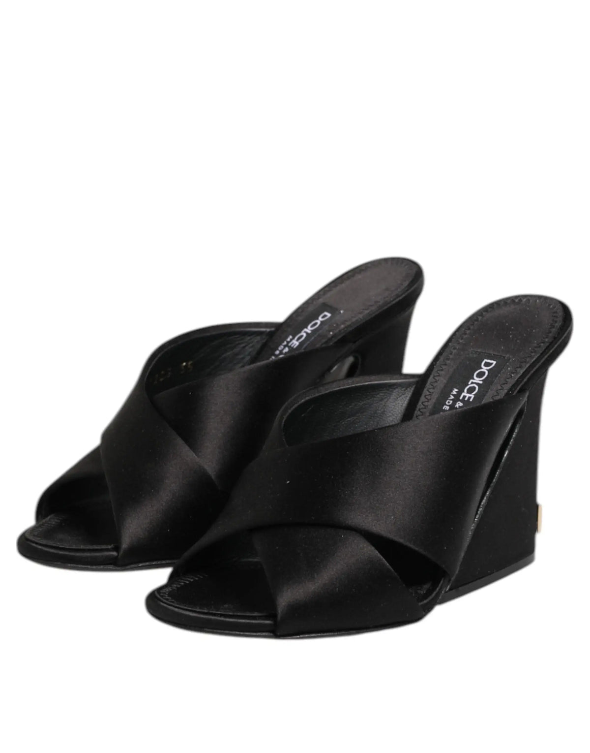 Dolce & gabbana sandales à talons hauts keira baroque en satin noir avec lanières croisées et semelle intérieure brandée