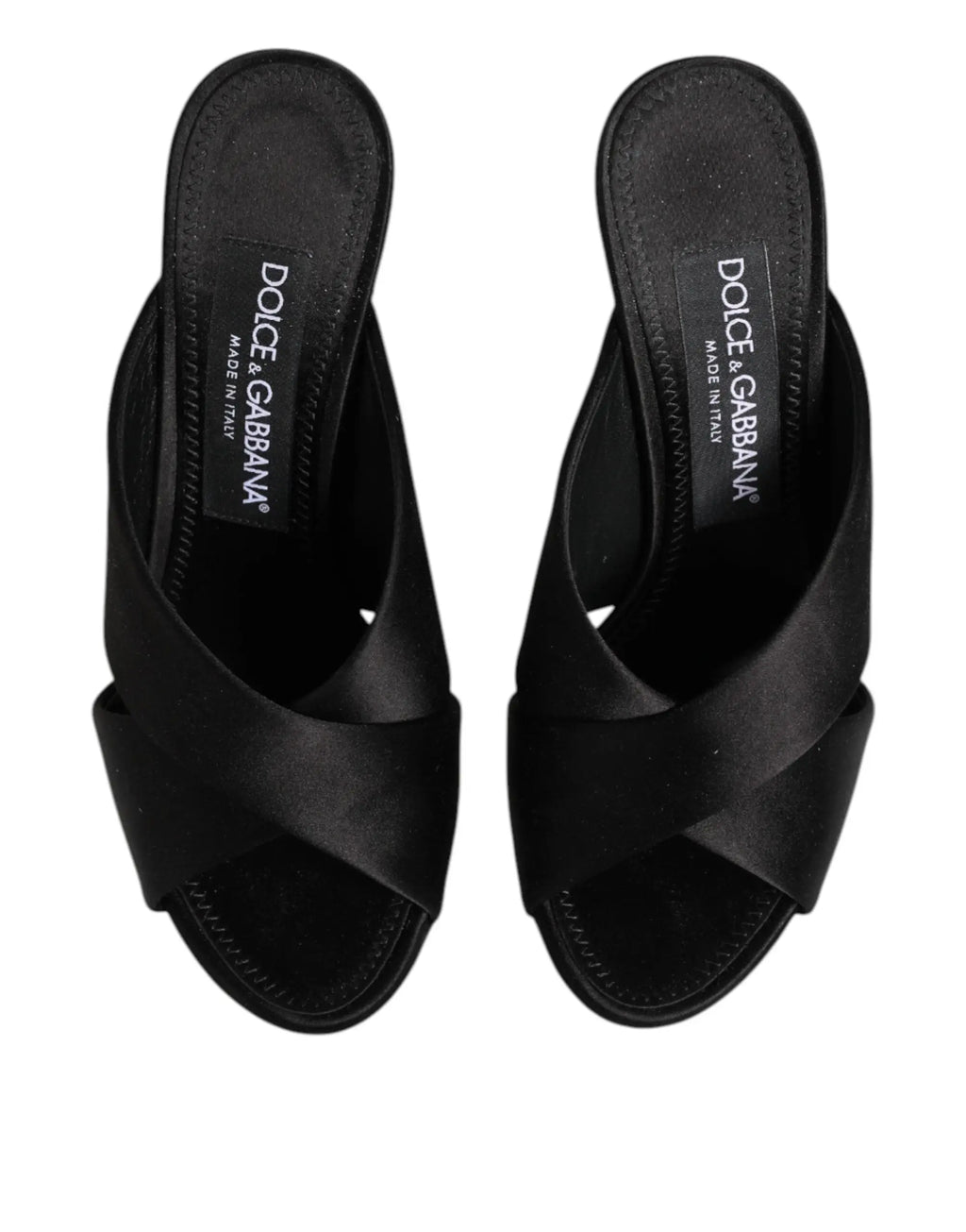 Mules en satin noir dolce & gabbana avec brides, élégantes et sophistiquées pour femme