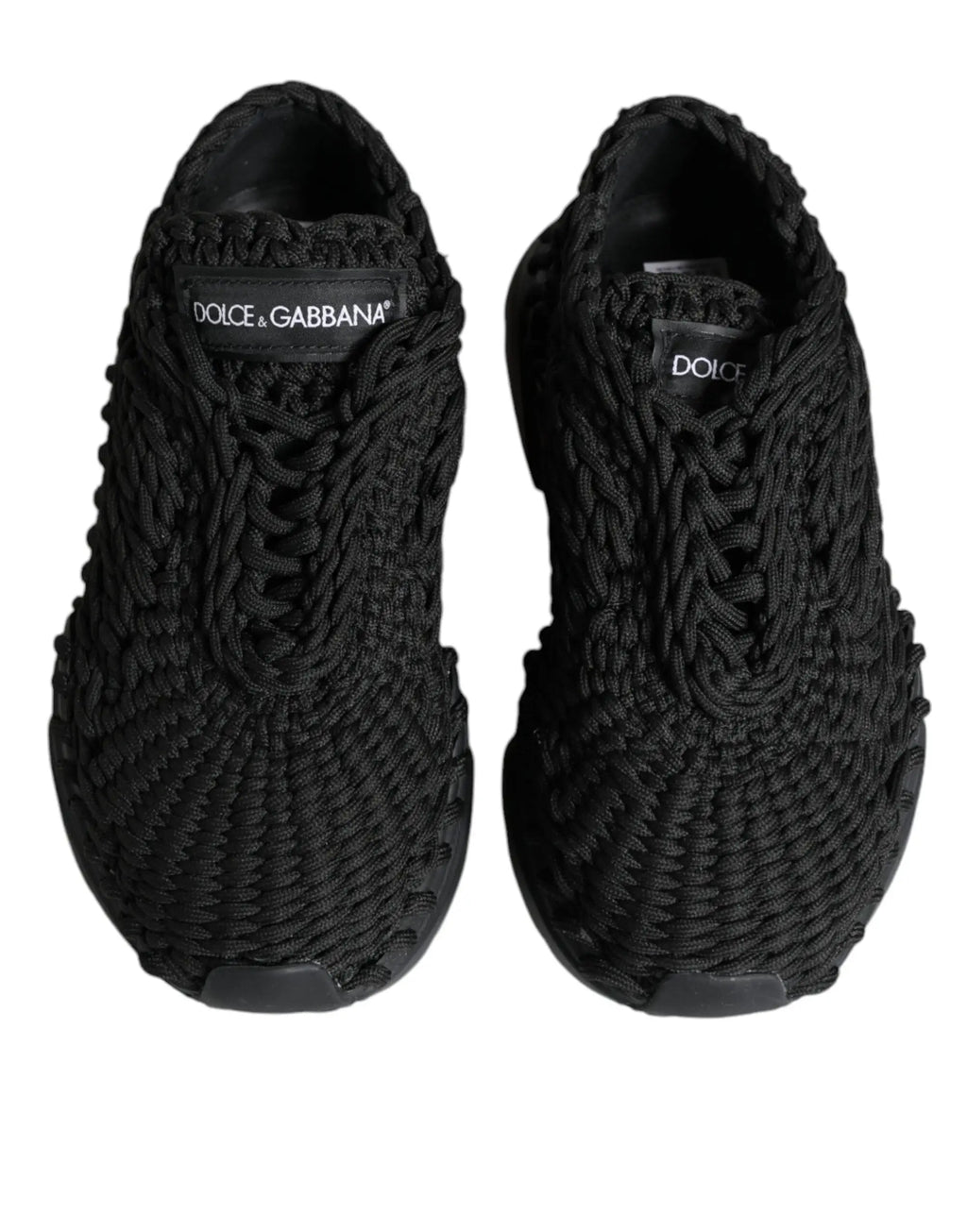 Baskets daymaster noires en maille texturée à tissage par dolce gabbana avec semelles assorties
