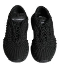 Baskets daymaster noires en maille texturée à tissage par dolce gabbana avec semelles assorties