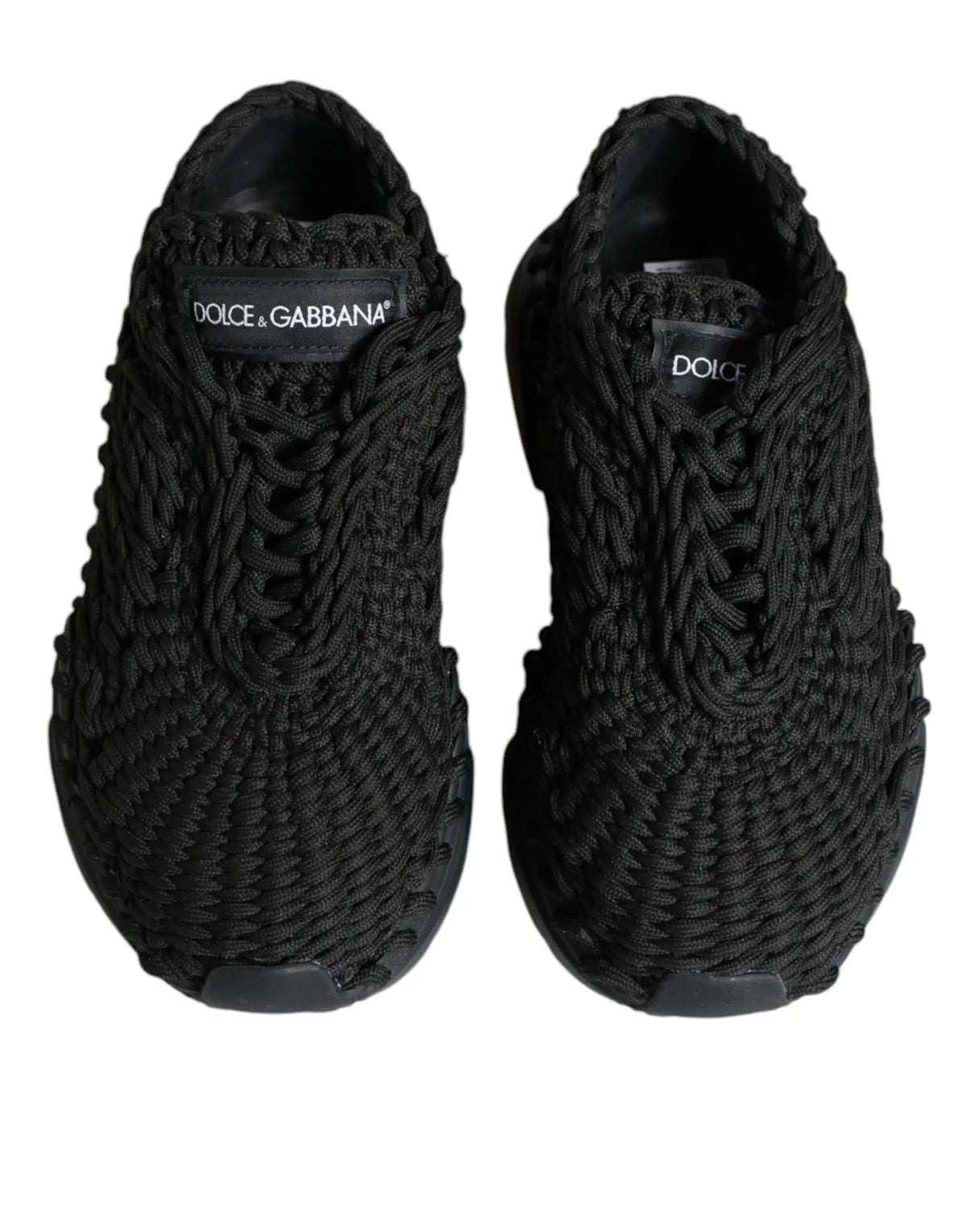 Baskets daymaster noires en maille texturée à tissage par dolce gabbana avec semelles assorties