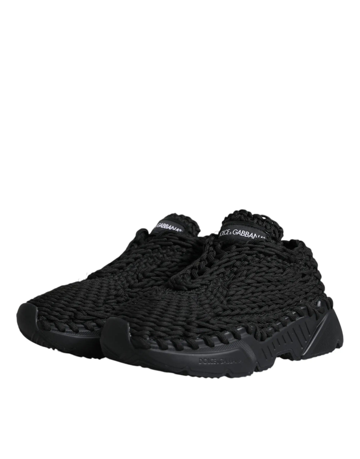 Baskets Dolce & Gabbana daymaster en maille noire avec dessus tressé texturé et semelle en caoutchouc épaisse