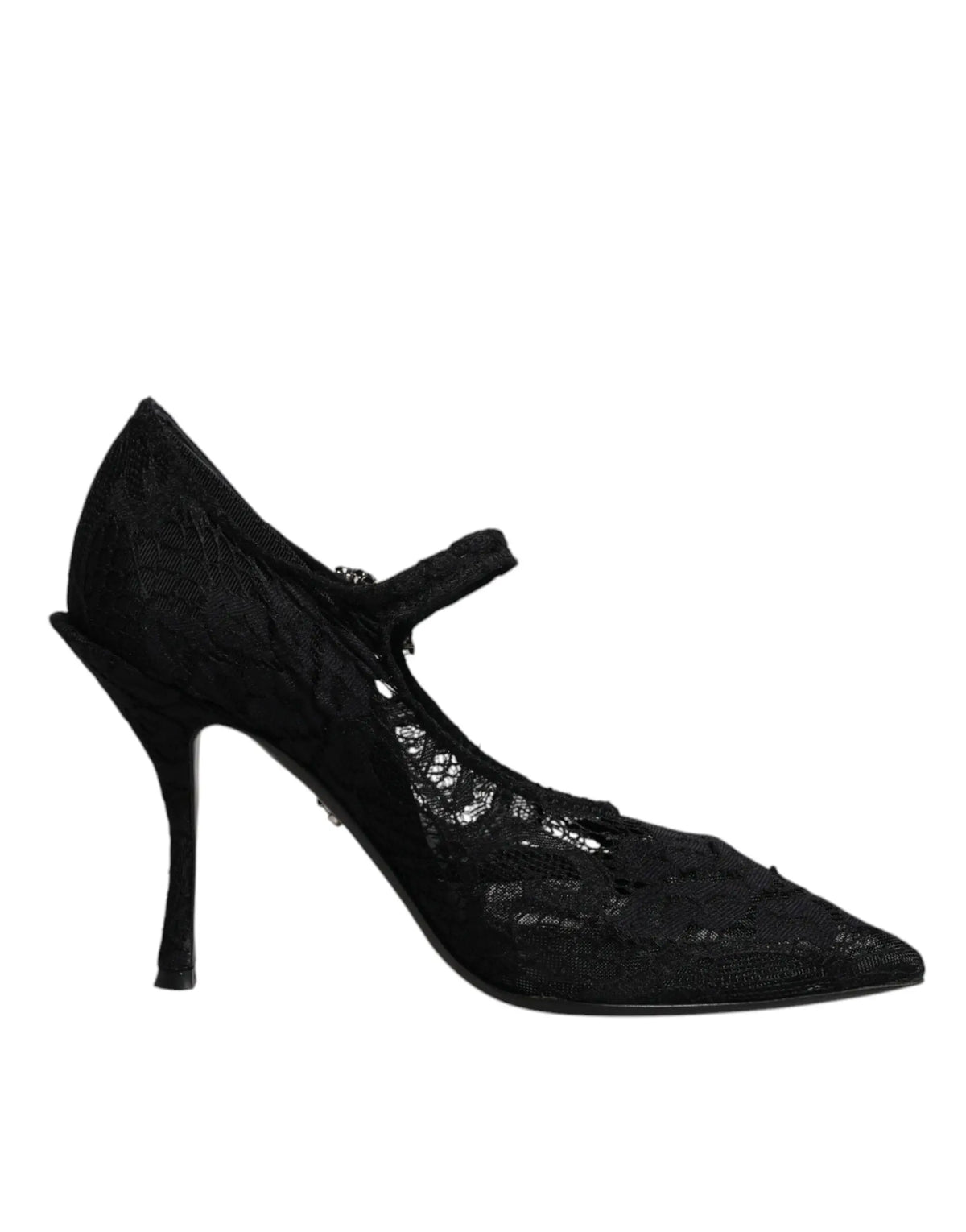 Pompes dolce & gabbana mary jane en dentelle noire avec talon haut et bride délicate à la cheville