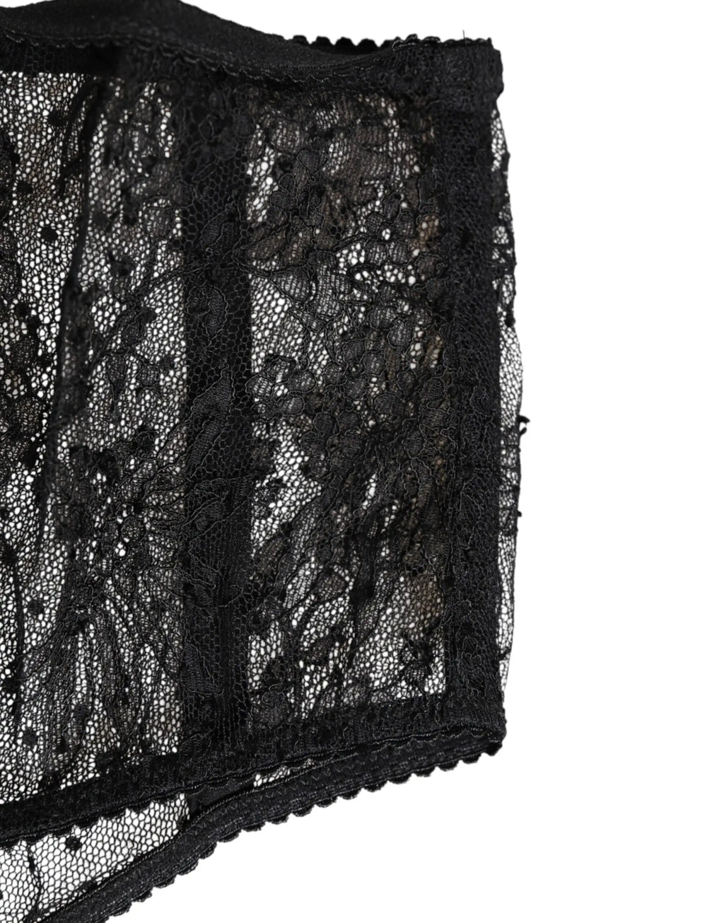 Dolce & gabbana lingerie haute taille en dentelle noire avec motifs floraux et bordure festonnée