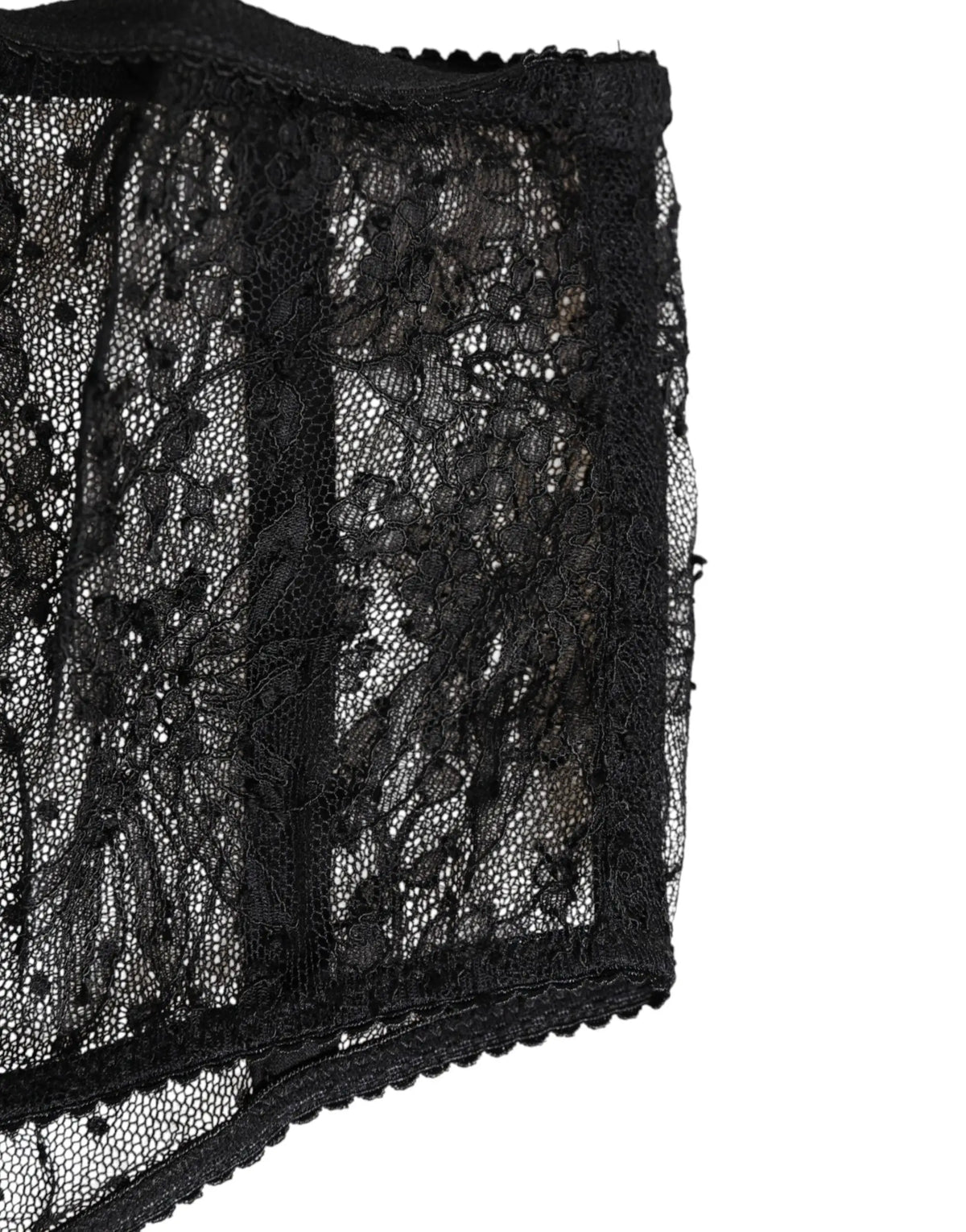 Dolce & gabbana lingerie haute taille en dentelle noire avec motifs floraux et bordure festonnée