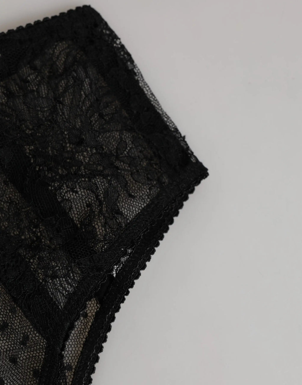 Dolce & gabbana culotte taille haute noire en dentelle transparente à pois avec motifs floraux détaillés