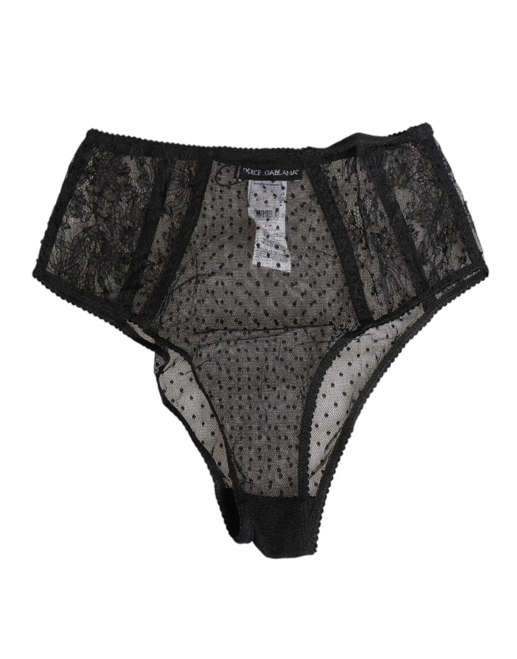 Culotte haute noire en dentelle et tulle à pois transparente dolce gabbana vue de dos