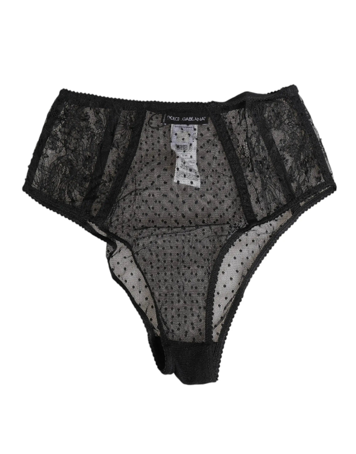 Culotte haute noire en dentelle et tulle à pois transparente dolce gabbana vue de dos