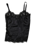 Dolce & gabbana caraco noir en satin et dentelle délicate en mélange de soie pour lingerie femme