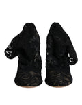 Dolce & gabbana bottines mi-mollet en dentelle noire avec motifs floraux et tissu transparent délicat