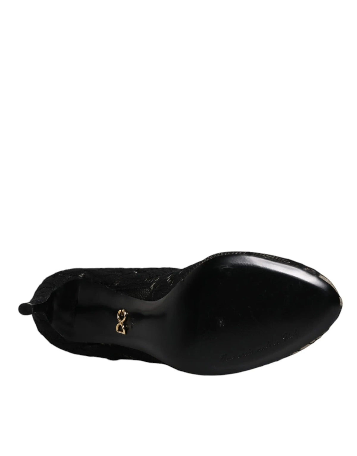 Bottes mi-mollet dolce & gabbana en cuir verni noir avec talons et logo doré sur la semelle intérieure