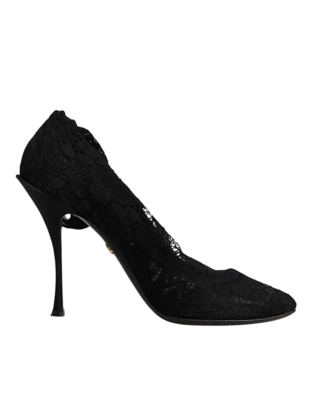 Dolce & gabbana black lace stretch heels mid calf boots featuring slender stiletto heel and delicate floral pattern