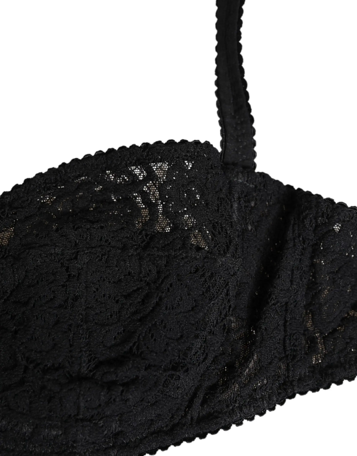 Dolce & gabbana soutien-gorge noir en dentelle avec armatures, bords festonnés et motifs floraux délicats
