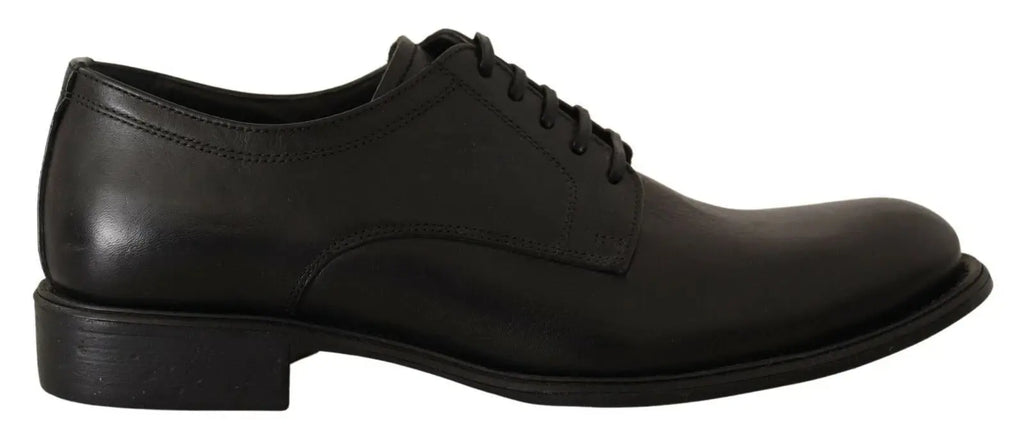 Chaussure derby homme dolce & gabbana en cuir noir à lacets avec finition brillante et design classique