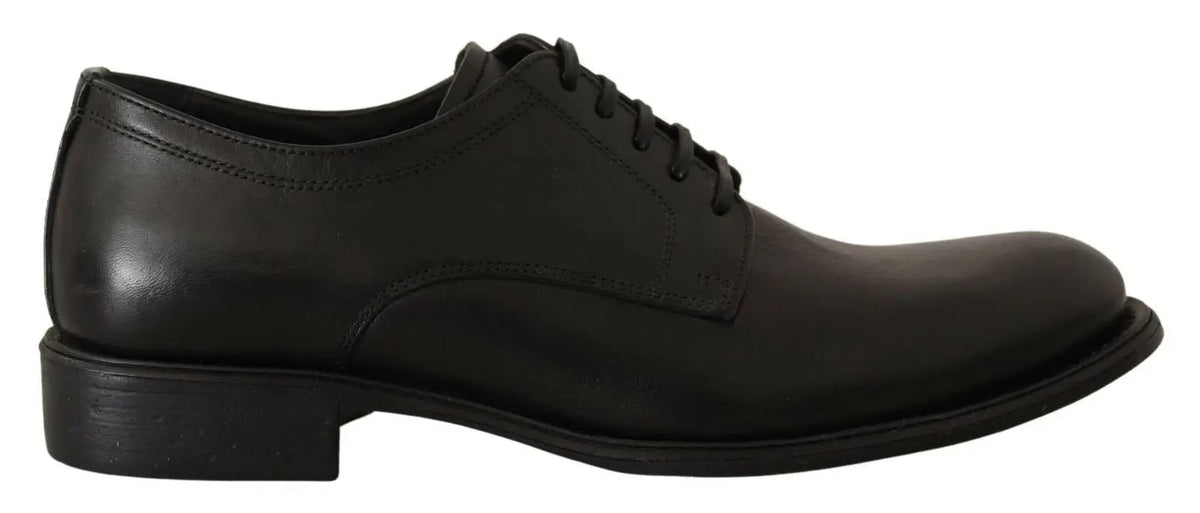 Chaussure derby homme dolce & gabbana en cuir noir à lacets avec finition brillante et design classique