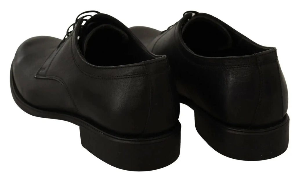 Dolce & gabbana derby homme noir en cuir avec lacets et talon bas chaussures formelles