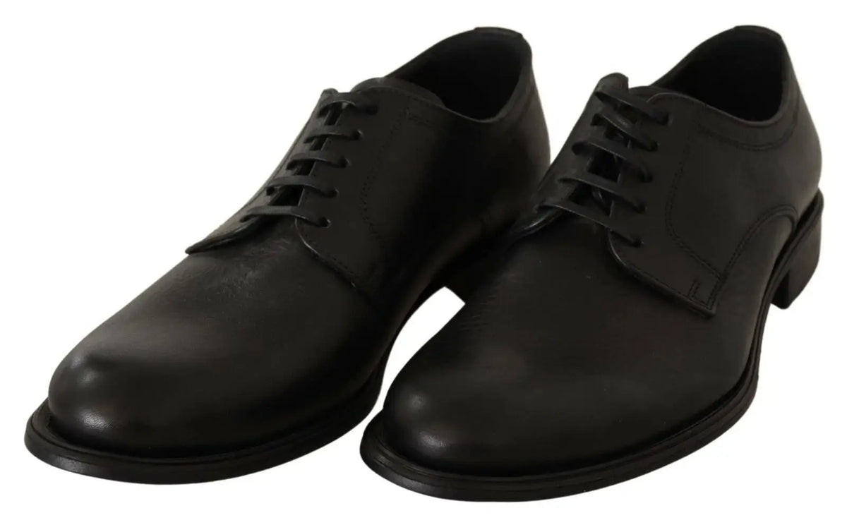 Chaussures derby pour homme dolce & gabbana en cuir noir avec lacets et talon bas pour usage formel