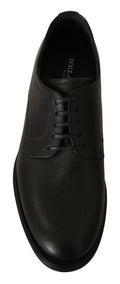 Chaussure derby homme noire en cuir dolce gabbana à lacets avec finition polie et design classique formel