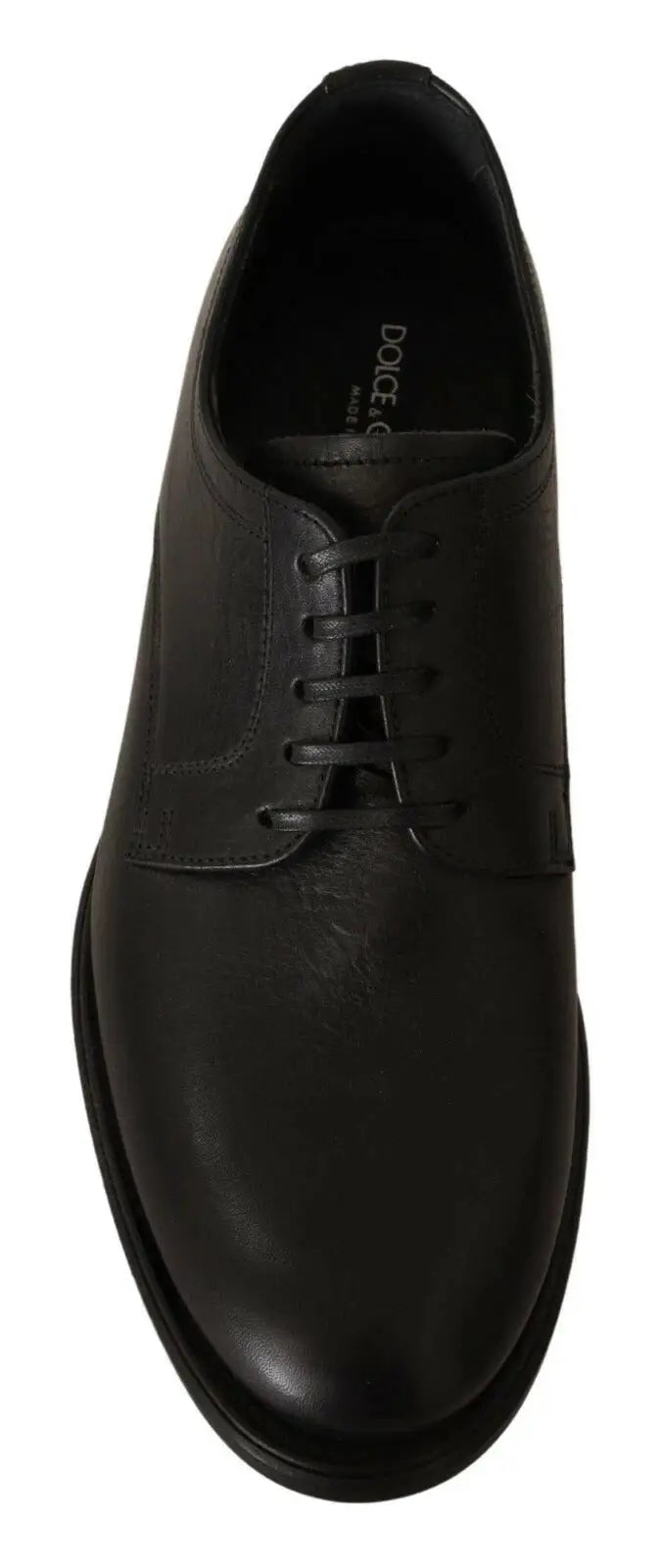 Chaussure derby homme noire en cuir dolce gabbana à lacets avec finition polie et design classique formel