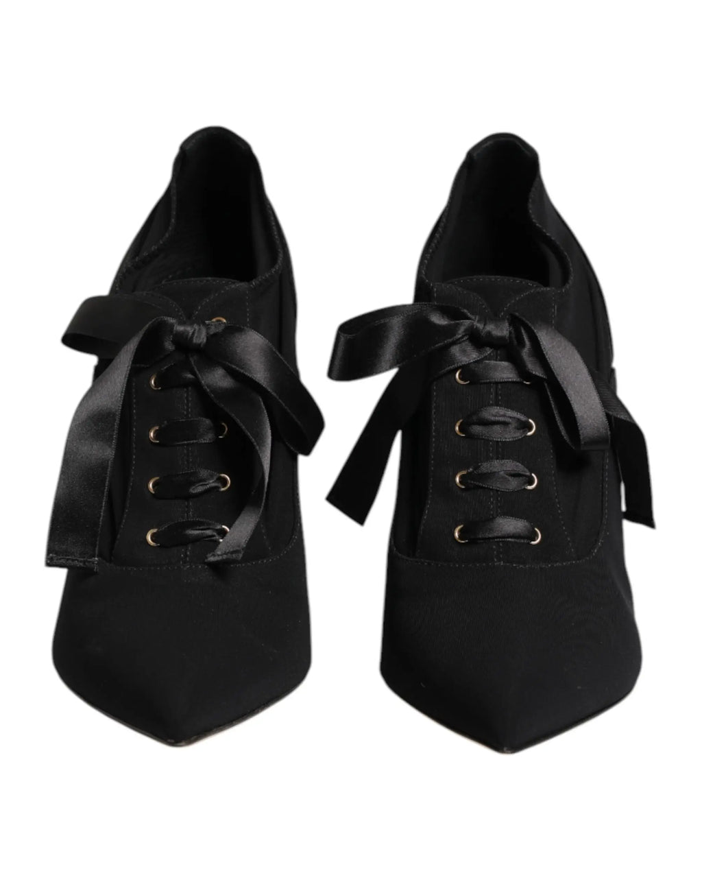 Dolce & gabbana chaussures à talons aiguilles noirs en daim avec lacets en ruban satin