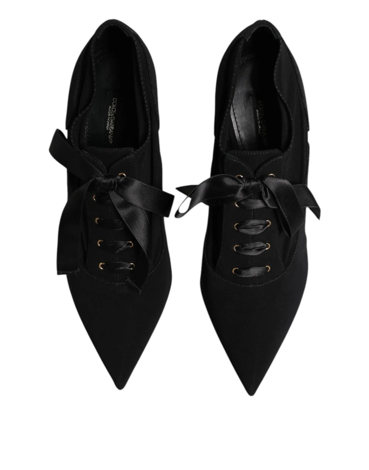 Dolce & gabbana escarpins noirs en daim à talons aiguilles avec lacets en satin et œillets dorés