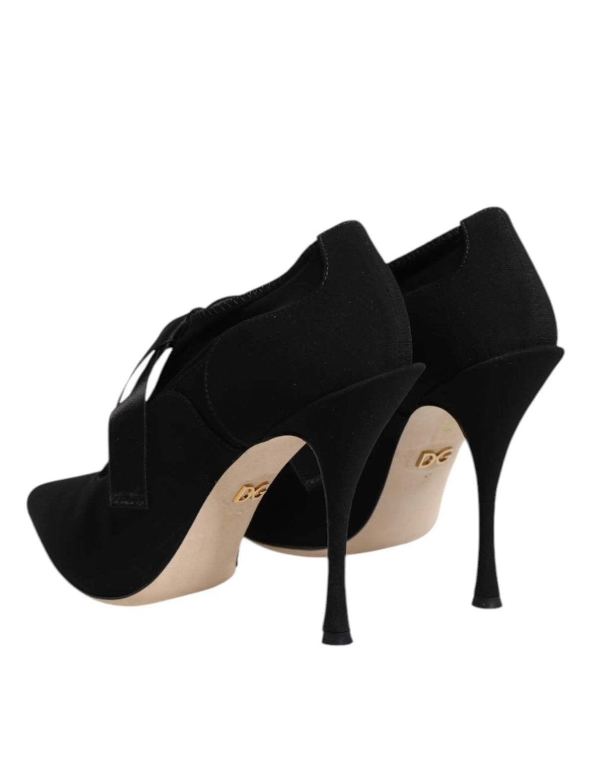 Dolce & gabbana escarpins noirs en daim avec lacets et talons aiguilles slender minimalistes