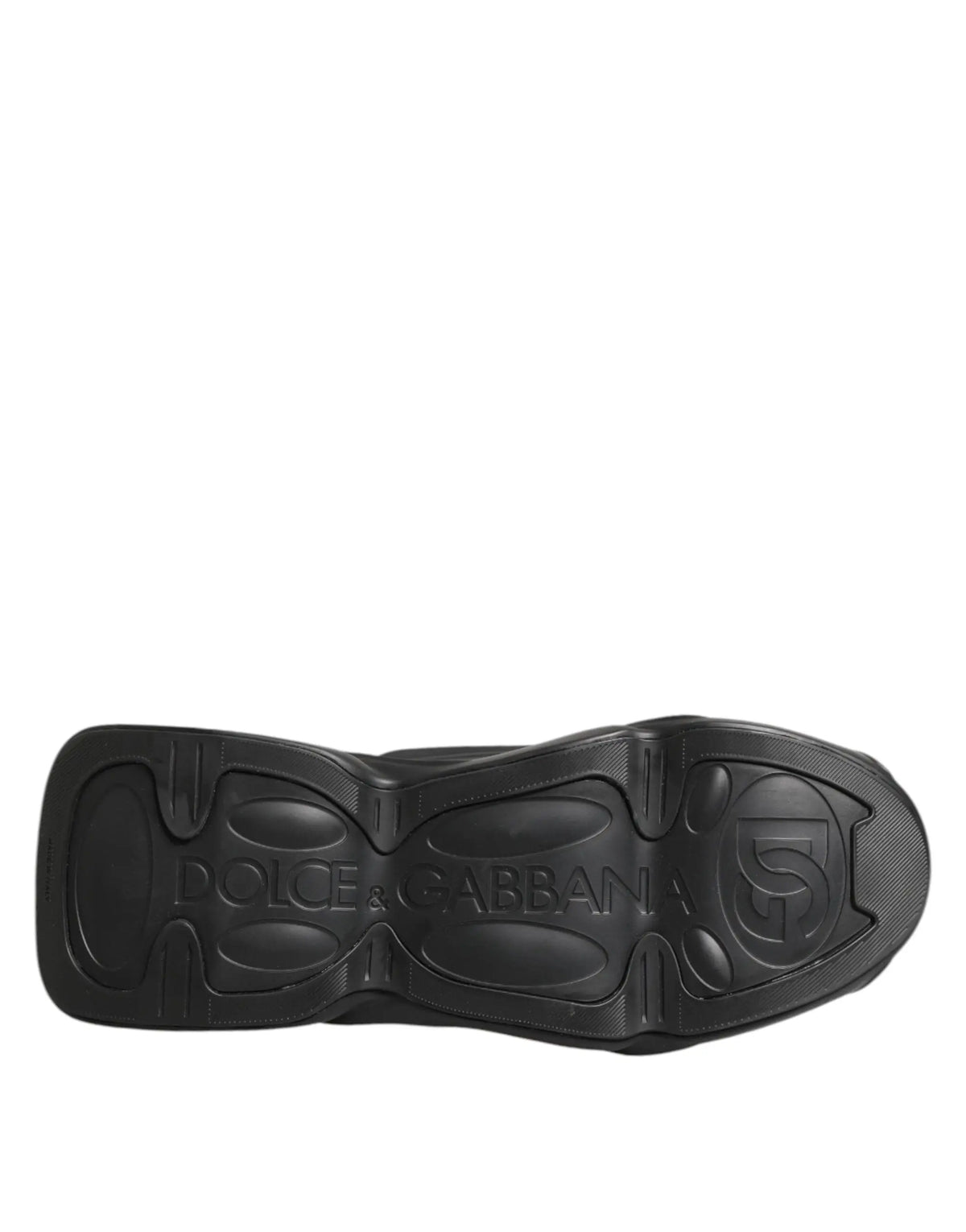 Semelle en caoutchouc noir embossée dolce & gabbana avec motif texturé sous une chaussure basse lacée pour homme