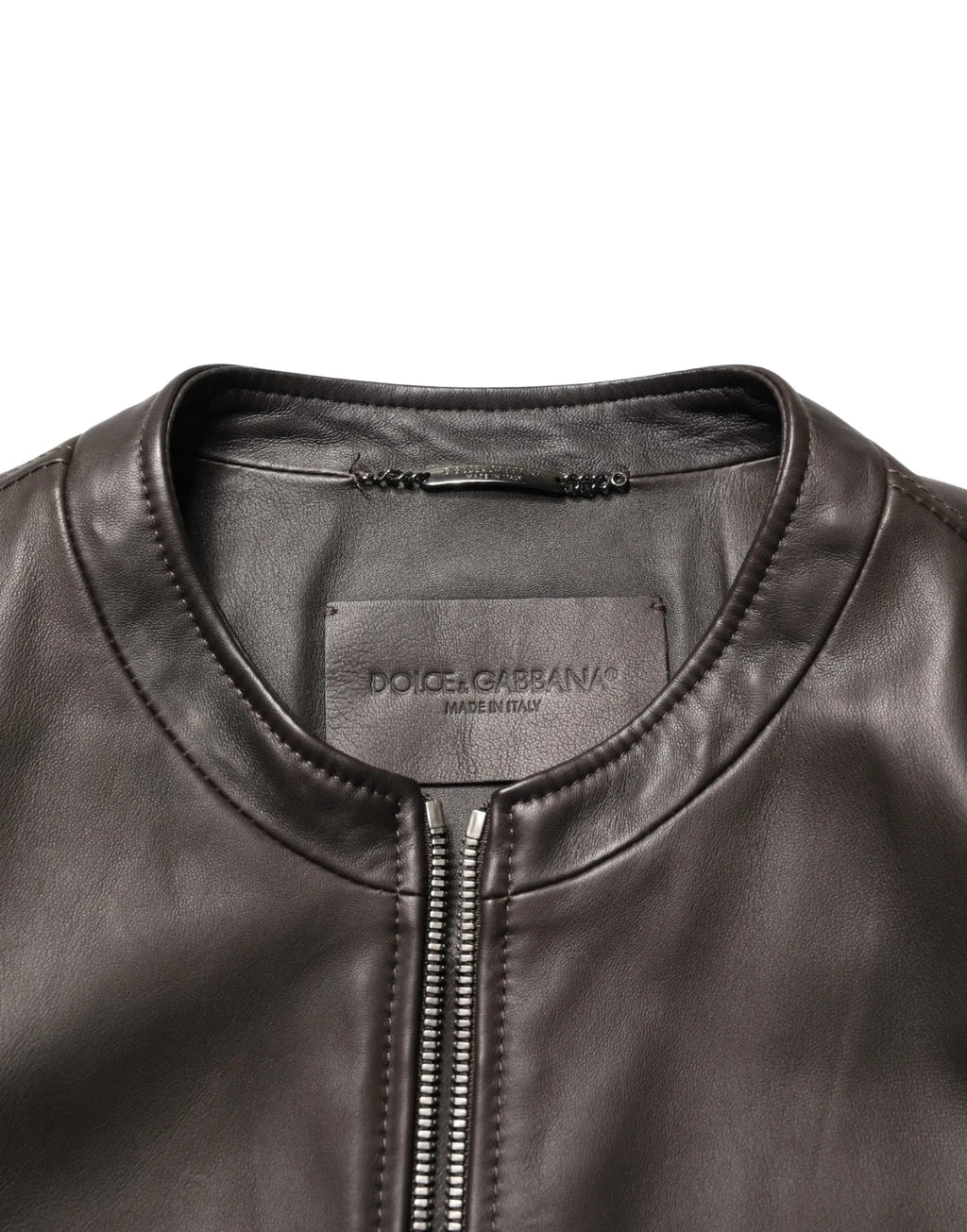 Veste en cuir agneau noir dolce & gabbana bomber élégante au design minimaliste avec étiquette visible