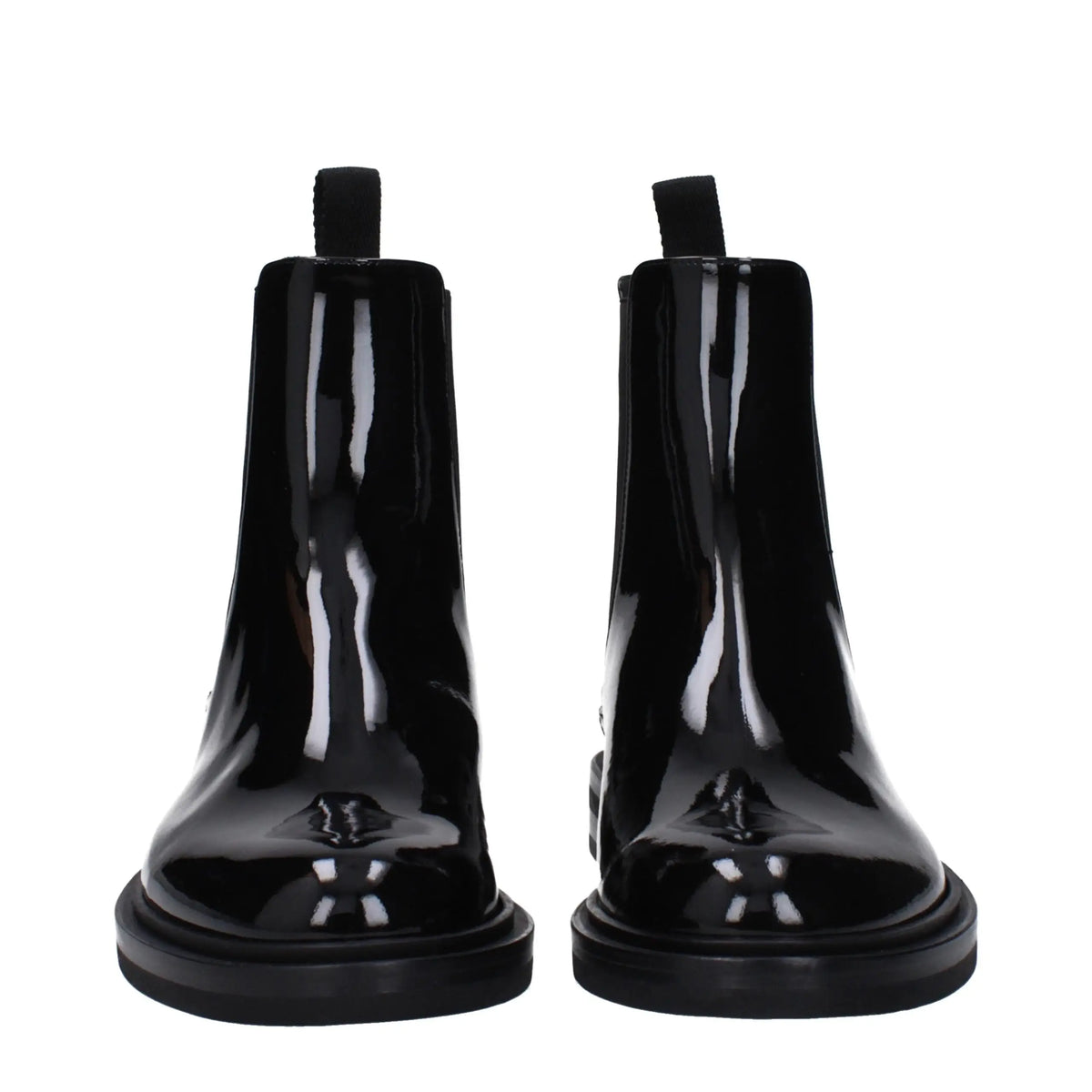 Dolce & gabbana bottines en cuir noir avec semelles épaisses et finition brillante en cuir verni