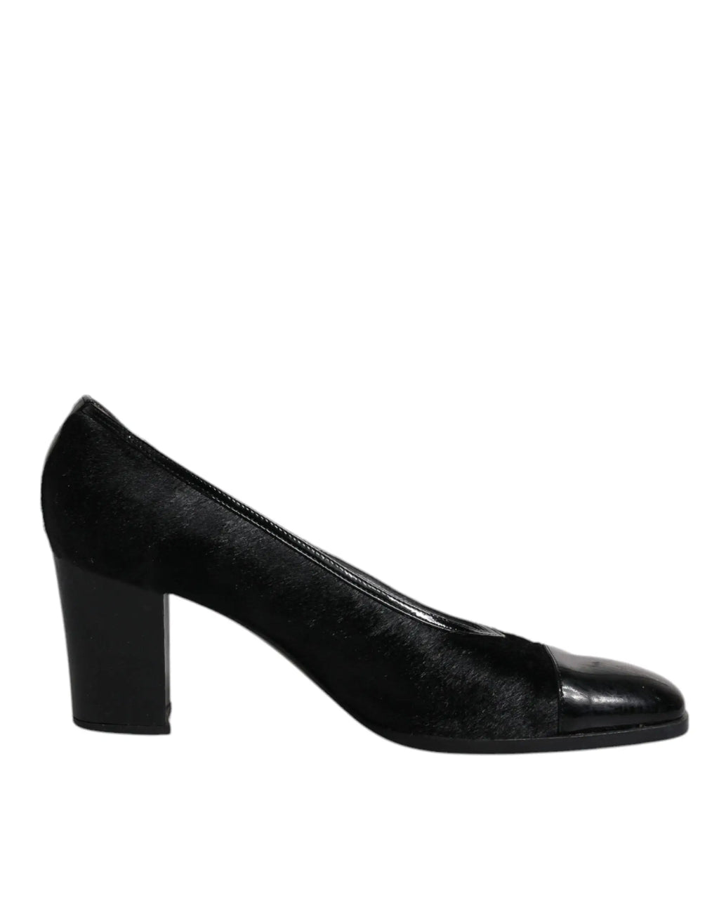 Dolce & gabbana escarpins noirs en cuir suedé et verni avec talon bloc