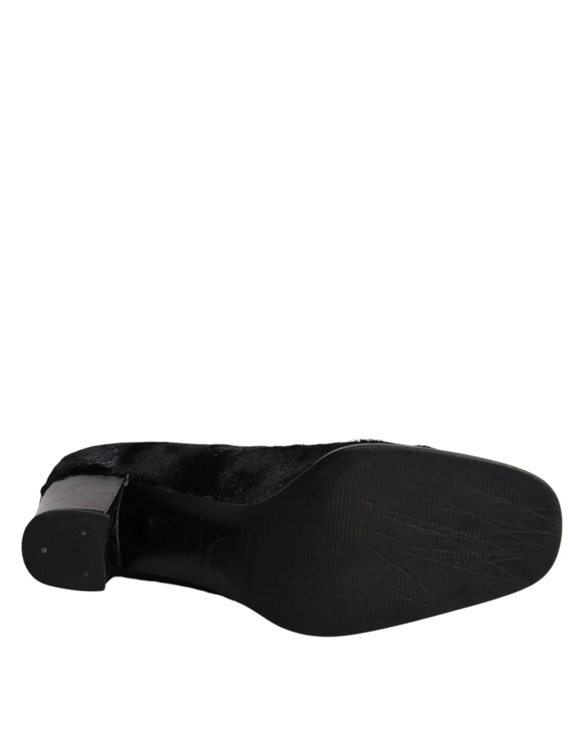 Dolce & gabbana bottines en daim noir avec talon bloc et semelle texturée vue de dos