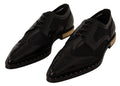 Dolce & gabbana black leather brogues with sheer mesh and gold-tone stitching on toe cap