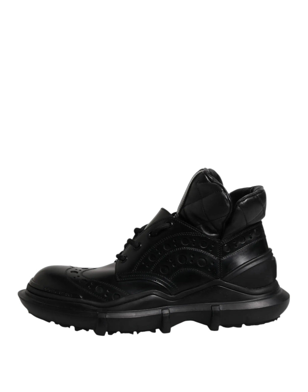 Botte chelsea homme noire en cuir dolce gabbana avec semelle en caoutchouc et col matelassé rembourré