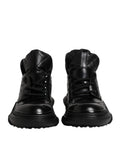 Baskets montantes noires dolce & gabbana en cuir matelassé avec semelles en caoutchouc épaisses pour homme