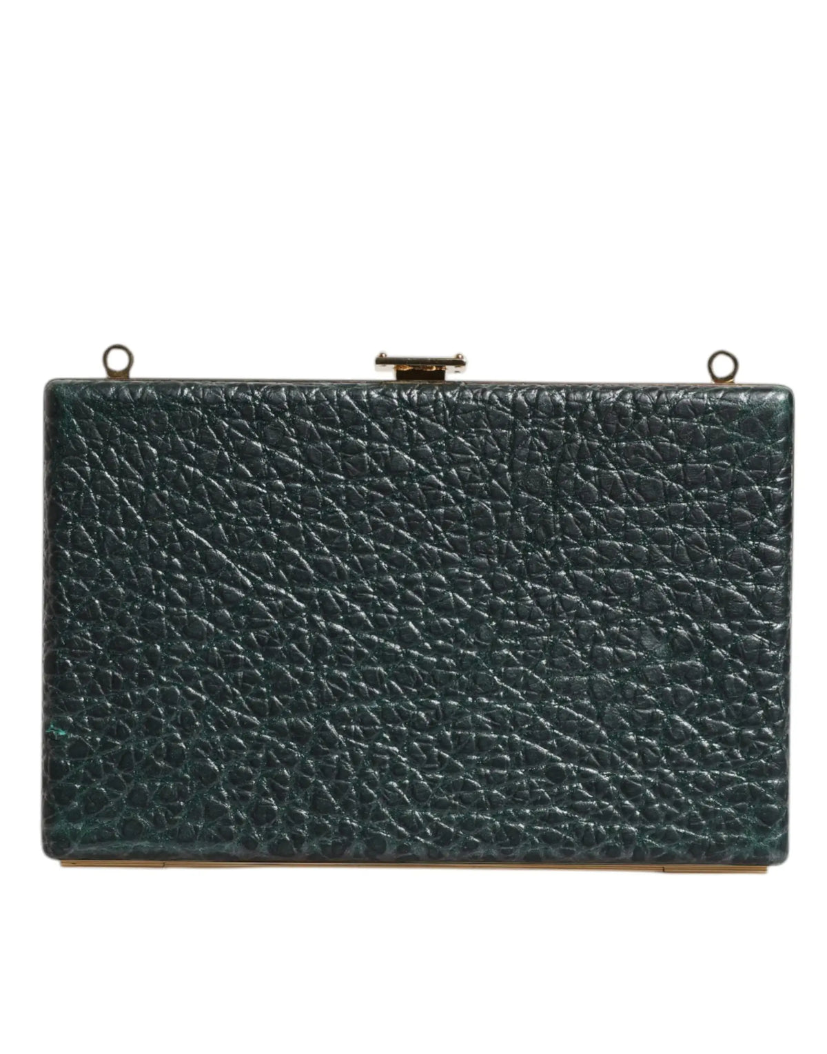Dolce & gabbana sac pochette bandoulière soirée en cuir vert foncé texturé avec ferrures dorées