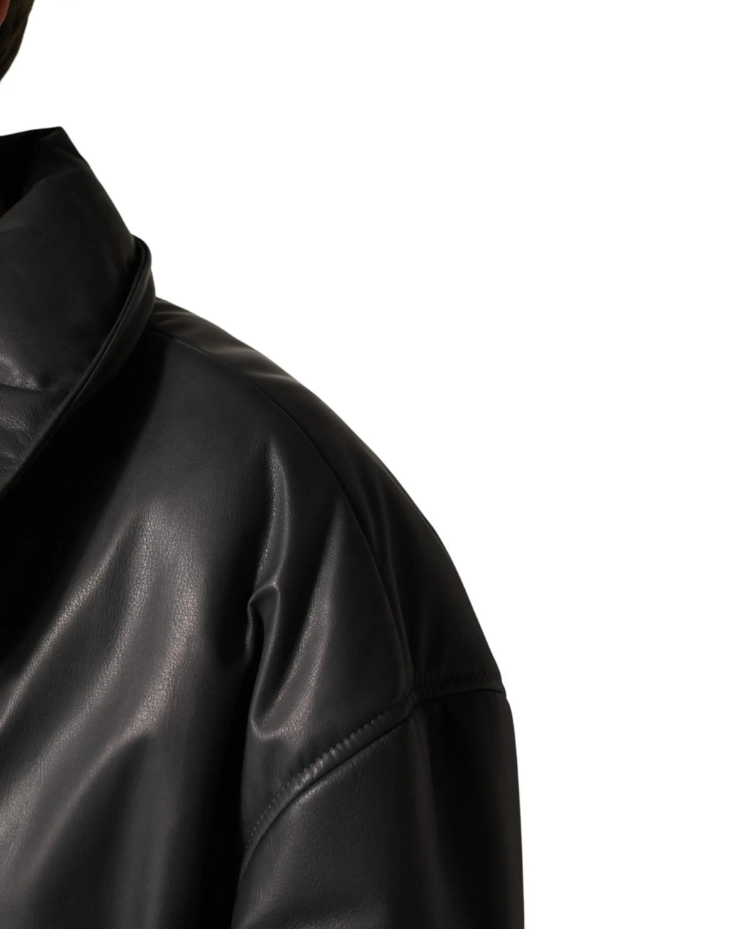 Dolce & gabbana noir veste trench en cuir synthétique avec col haut et finition lisse et brillante