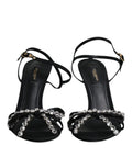 Sandales dolce & gabbana keira en cuir noir avec nœud en satin orné de cristaux transparents et détails dorés