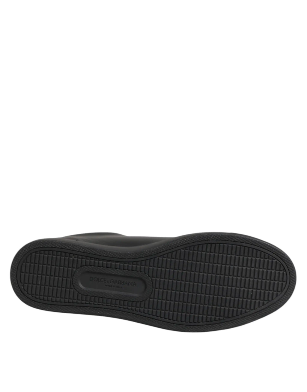 Semelle en caoutchouc noire avec motif en grille texturé et logo embossé dolce gabbana pour baskets basses crystal heart en cuir noir