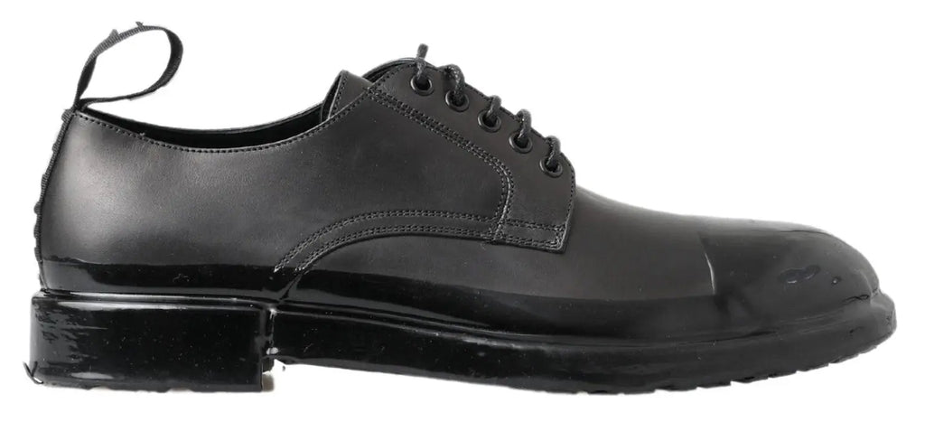 Derby noir en cuir verni dolce & gabbana avec semelle en caoutchouc mate contrastante