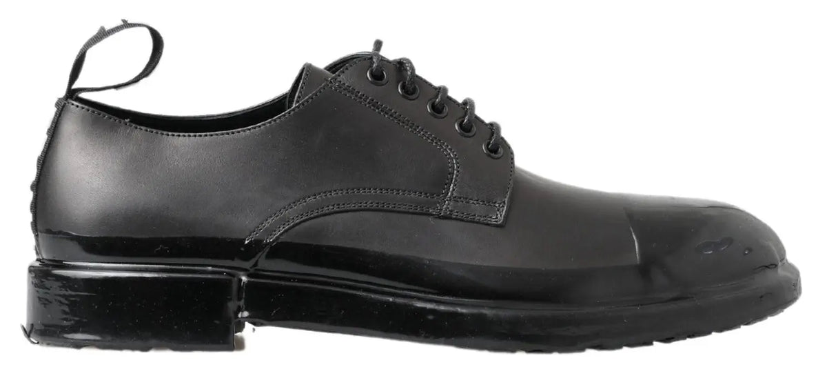 Derby noir en cuir verni dolce & gabbana avec semelle en caoutchouc mate contrastante