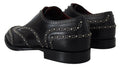 Dolce & gabbana derby noir en cuir avec clous argentés décoratifs sur les motifs brogue
